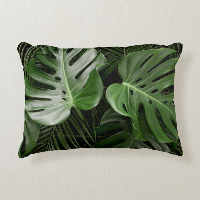 Monstera leaves, luxury tropical layout. decorative cushion (Front)