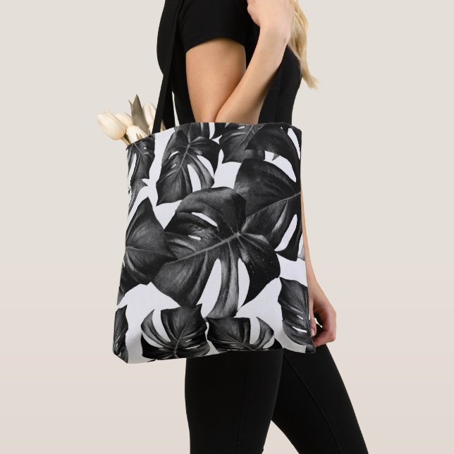 Monstera Leaves Pattern #9 Tote Bag (Close Up)