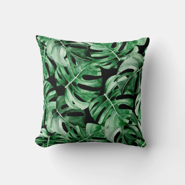 Monstera leaves pattern cushion (Front)