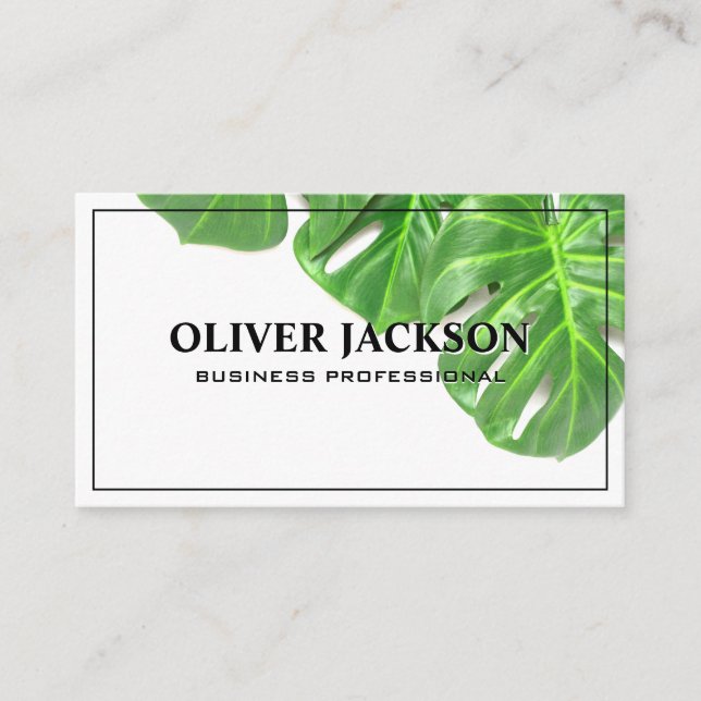 Monstera Leaves | Plants Background Business Card (Front)