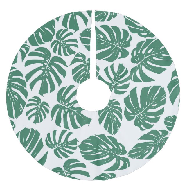 Monstera leaves seamless, decorative pattern. brushed polyester tree skirt (Front)
