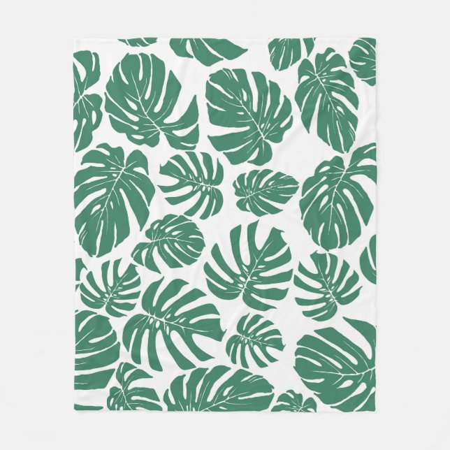 Monstera leaves seamless, decorative pattern. fleece blanket (Front)
