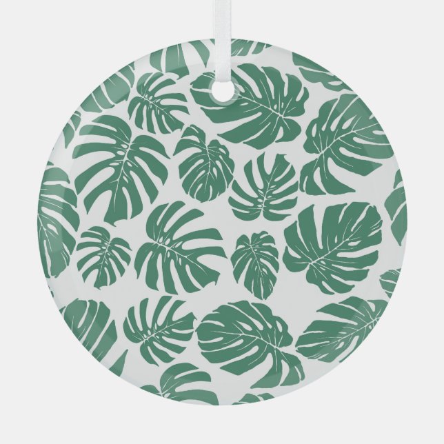 Monstera leaves seamless, decorative pattern. glass tree decoration (Front)