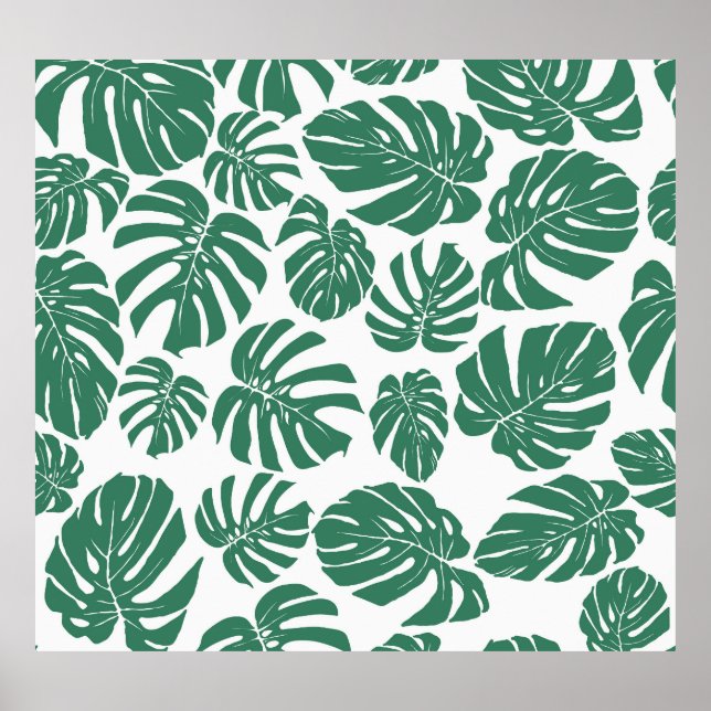Monstera leaves seamless, decorative pattern. poster (Front)