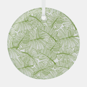 Monstera leaves, seamless floral design. glass tree decoration
