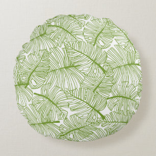 Monstera leaves, seamless floral design. round cushion