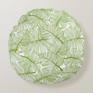 Monstera leaves, seamless floral design. round cushion