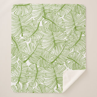 Monstera leaves, seamless floral design. sherpa blanket
