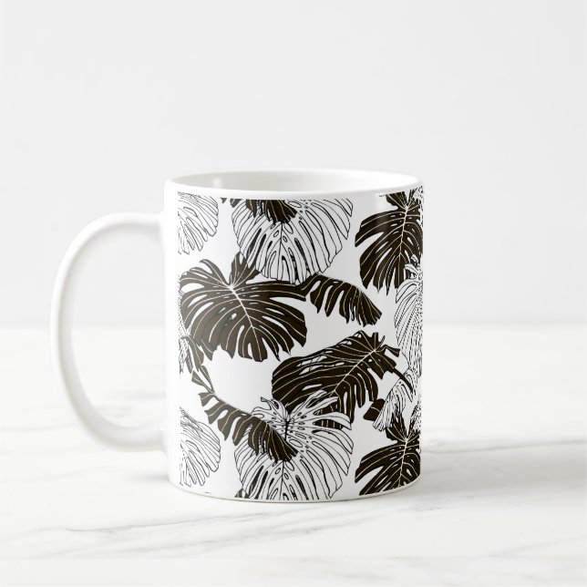 Monstera leaves seamless pattern coffee mug (Left)