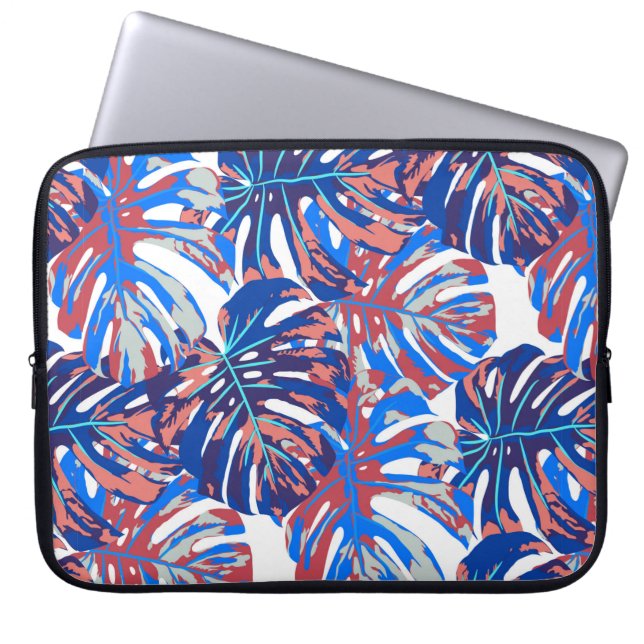 Monstera leaves seamless pattern laptop sleeve (Front)
