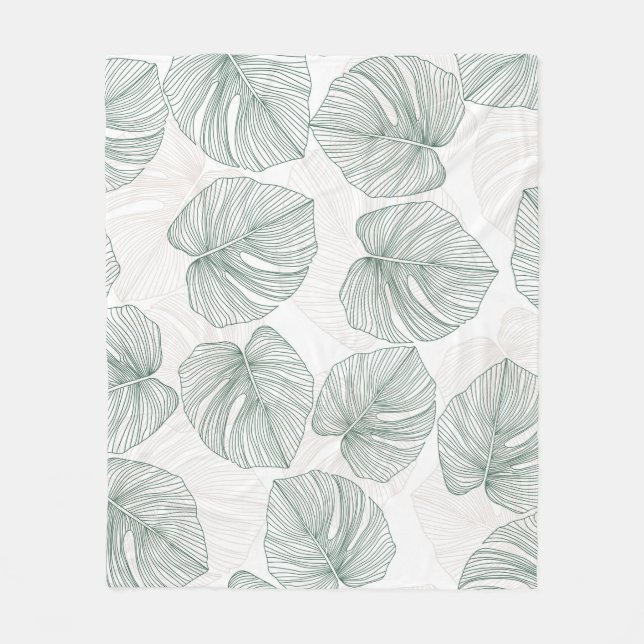 Monstera leaves seamless pattern. Tropical pattern Fleece Blanket (Front)
