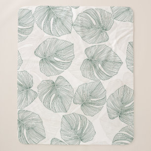 Monstera leaves seamless pattern. Tropical pattern Sherpa Blanket