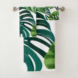Monstera Leaves   Simple Modern Hand Towel
