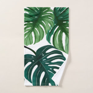 Monstera Leaves   Simple Modern Hand Towel