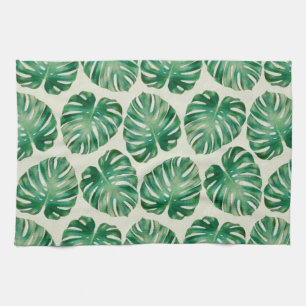 Monstera leaves tea towel