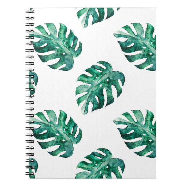 Monstera leaves. Tropical illustration pattern Notebook (Front)