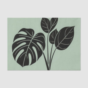 Monstera Leaves Tropical Minimalist Sage Tissue Paper