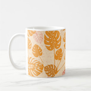 Monstera leaves: tropical silhouette seamless coffee mug