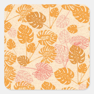 Monstera leaves: tropical silhouette seamless square sticker