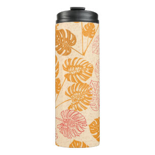 Monstera leaves: tropical silhouette seamless thermal tumbler