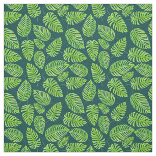 Monstera leaves, tropical watercolor pattern fabric