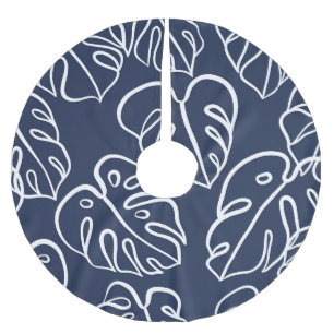 Monstera Leaves: Vintage Hand Drawn. Brushed Polyester Tree Skirt