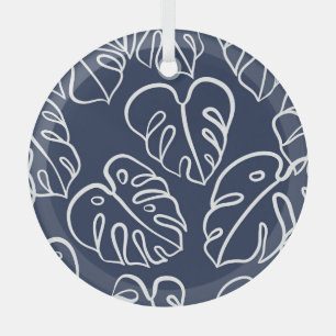 Monstera Leaves: Vintage Hand Drawn. Glass Tree Decoration