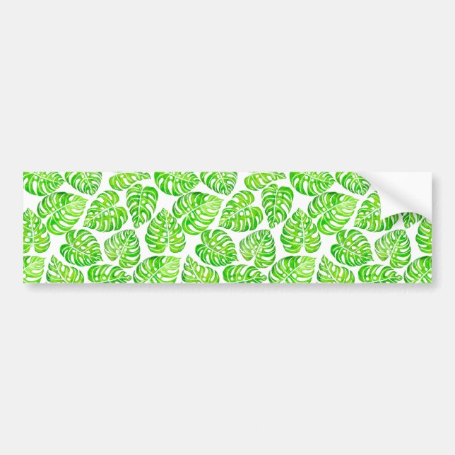 Monstera leaves watercolor bumper sticker (Front)