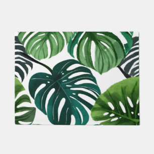 Monstera Leaves Watercolor Modern Botanical Doormat