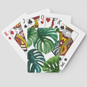 Monstera Leaves Watercolor Modern Botanical Playing Cards