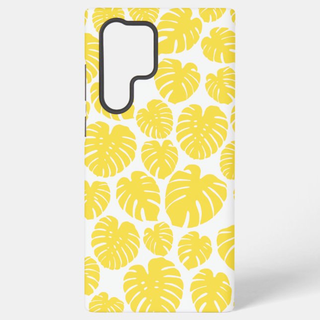 Monstera - Lemon Yellow and White Samsung Galaxy S22 Ultra Case (Back)