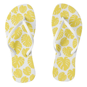 Monstera - Lemon Yellow and White Thongs