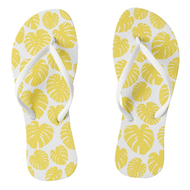 Monstera - Lemon Yellow and White Thongs (Footbed)