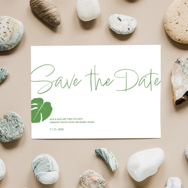 Monstera Mini • Save the Date • Modern Green Invitation (Creator Uploaded)