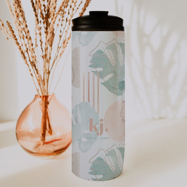 Monstera Minimalist | Modern Boho Monogram  Thermal Tumbler (Creator Uploaded)