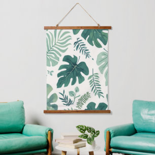 Monstera Mood – Tropical Leaf Wood-Topped Wall Tap Hanging Tapestry