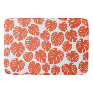 Monstera - Orange and White Bath Mat