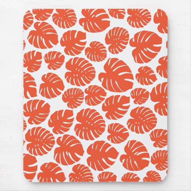 Monstera - Orange and White Mouse Pad (Front)