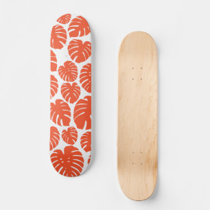 Monstera - Orange and White Skateboard