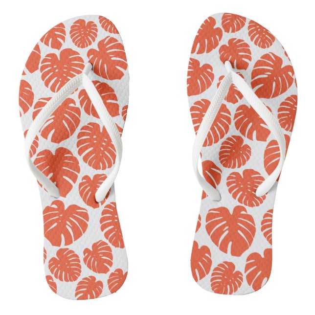 Monstera - Orange and White Thongs (Footbed)