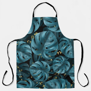 Monstera Palm, Golden Splash Seamless. Apron