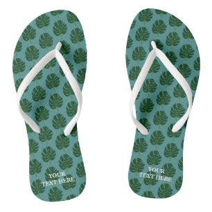 Monstera palm leaf custom beach flip flops