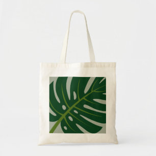 Monstera palm leaf print canvas tote bags