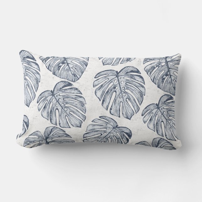 Monstera Palm Leaves Lumbar Pillow (Front)
