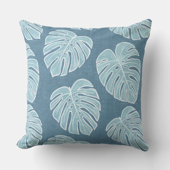 Monstera Palm Leaves Throw Pillow (Front)