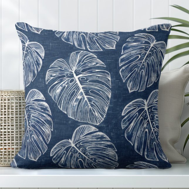 Monstera Palm Leaves Throw Pillow (Creator Uploaded)