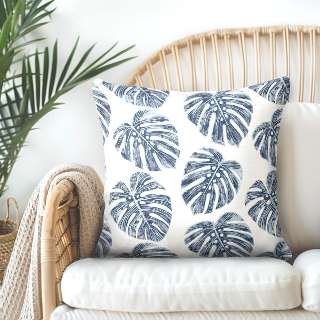 Monstera Palm Leaves Throw Pillow (Creator Uploaded)