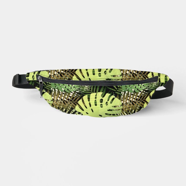 Monstera Palm Leaves Tropical Jungle Pattern Bum Bags (Front)