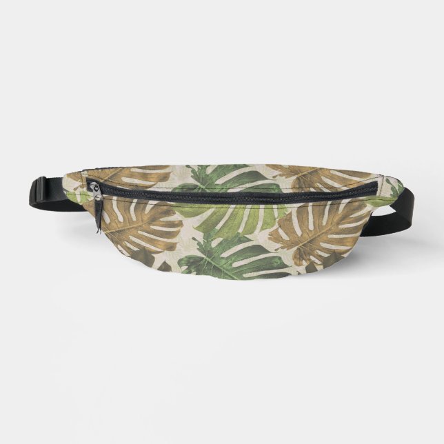 Monstera Palm Leaves Tropical Jungle Pattern Bum Bags (Front)