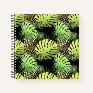 Monstera Palm Leaves Tropical Jungle Pattern Notebook
